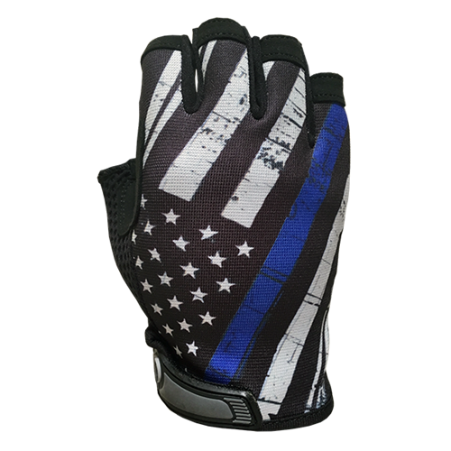 Blue Line Flag - Unlined - Half Finger Gloves