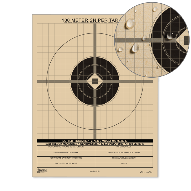 100 Meter Mil Sniper Target - 100 Pack