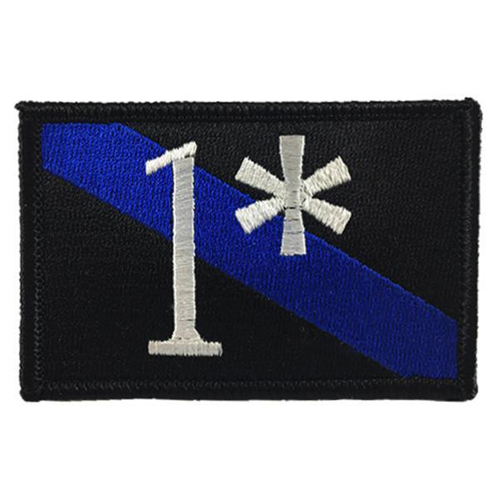 1* Asterisk - Thin Blue Line, 2 X 3 Inches, Sew On