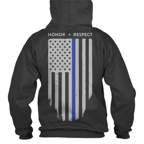 Hoodie - Honor/respect, Thin Blue Line Flag